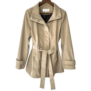 Calvin Klein Tan 2 Pocket Belted Lined Jacket Size XL